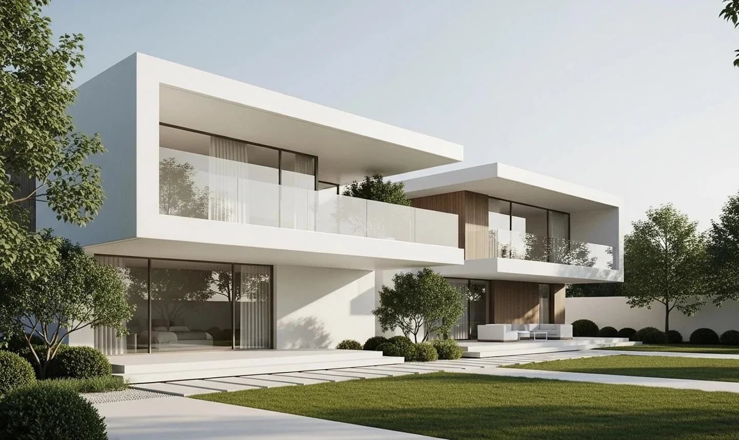 Villa contemporánea rodeada de jardín
